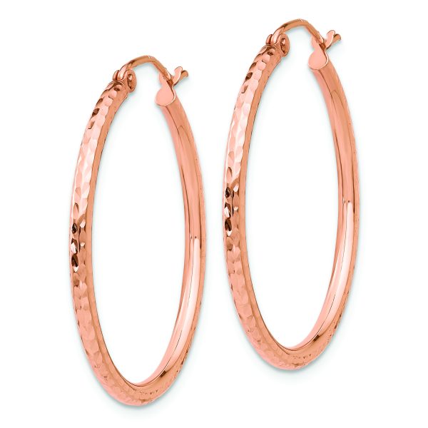 14k Rose Gold Diamond-cut Polished Hoop Earrings - Image 2