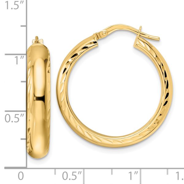 14K Polished & D/C Hoop Earrings - Image 2