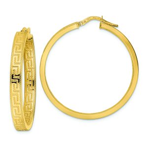 14K Greek Key Hoop Earrings