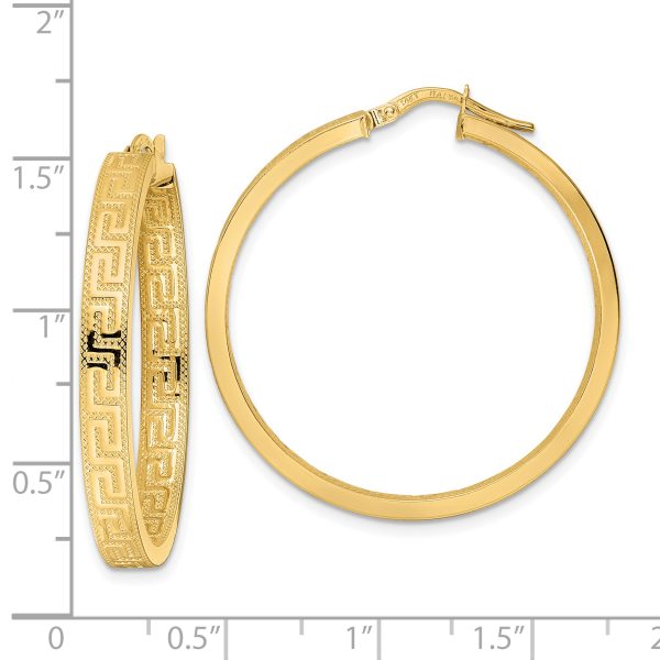 14K Greek Key Hoop Earrings - Image 2