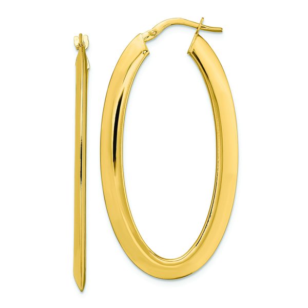 14K Polished  Oval  Hoop Earrings