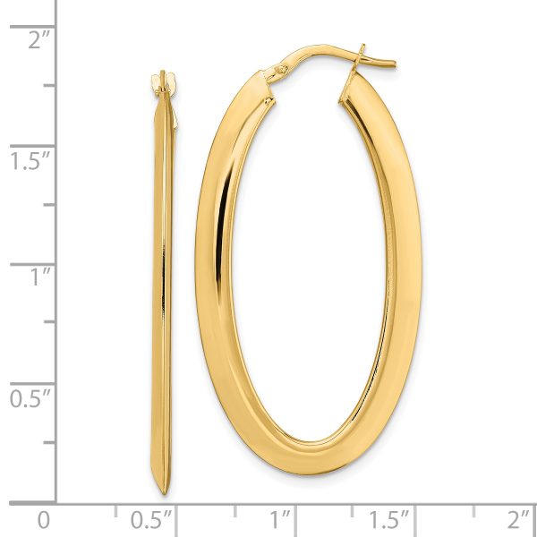 14K Polished  Oval  Hoop Earrings - Image 2