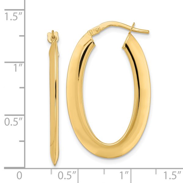 14K  Polished Oval Hoop Earrings - Image 2