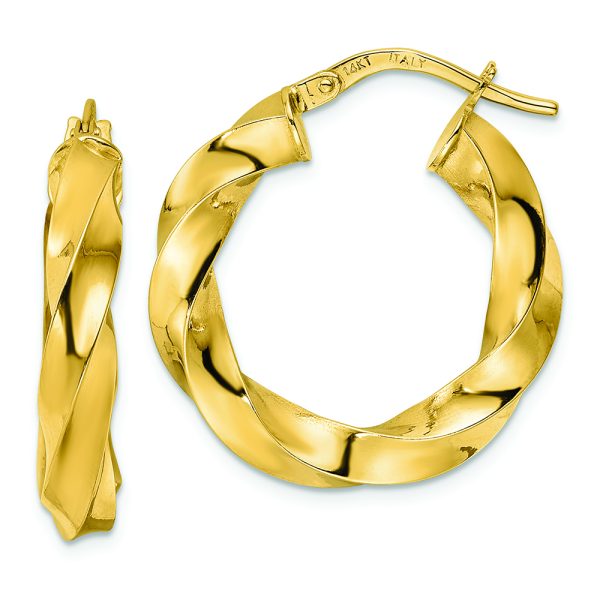 14K  Polished Twisted Hoop Earrings