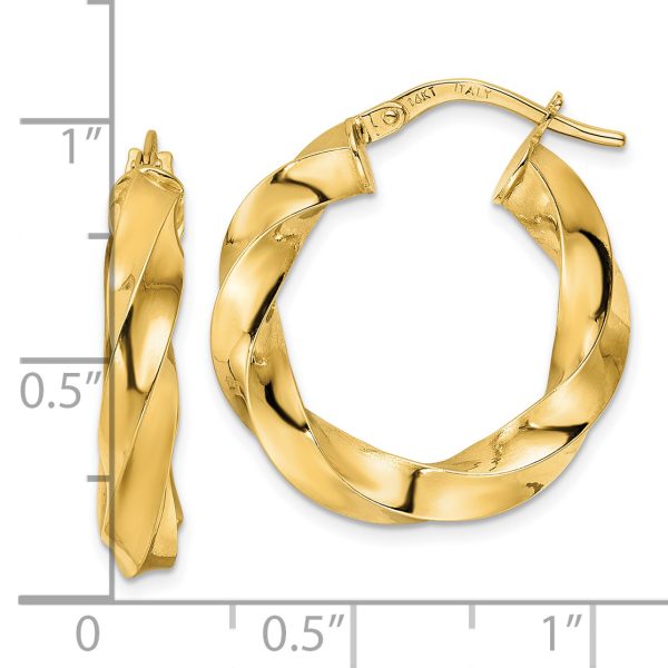 14K  Polished Twisted Hoop Earrings - Image 2