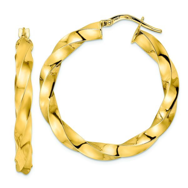 14K Polished Twisted Hoop Earrings