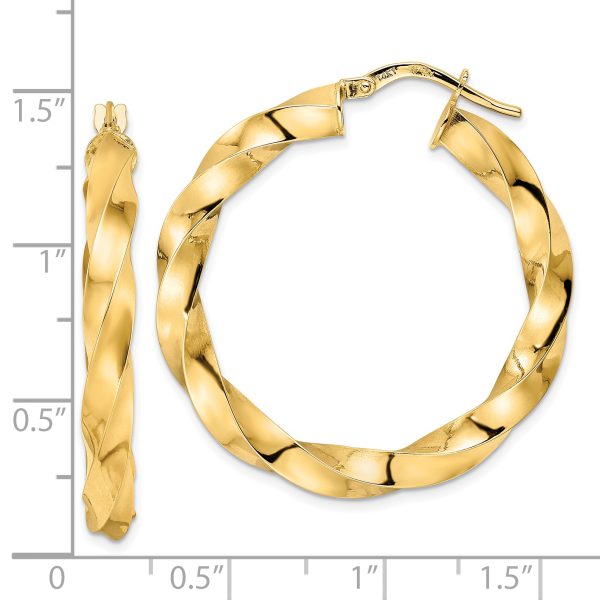 14K Polished Twisted Hoop Earrings - Image 2