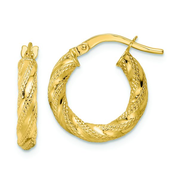 14K Polished Twisted Hoop Earrings