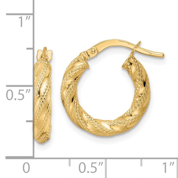 14K Polished Twisted Hoop Earrings - Image 2