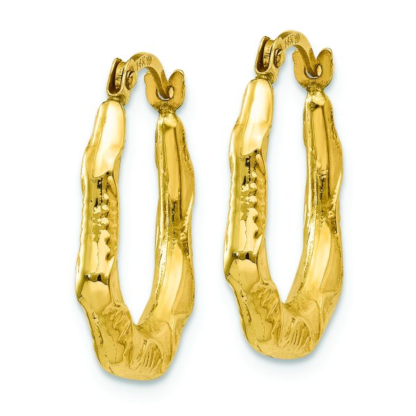 14K Hollow Oval Hoop Earrings - Image 2