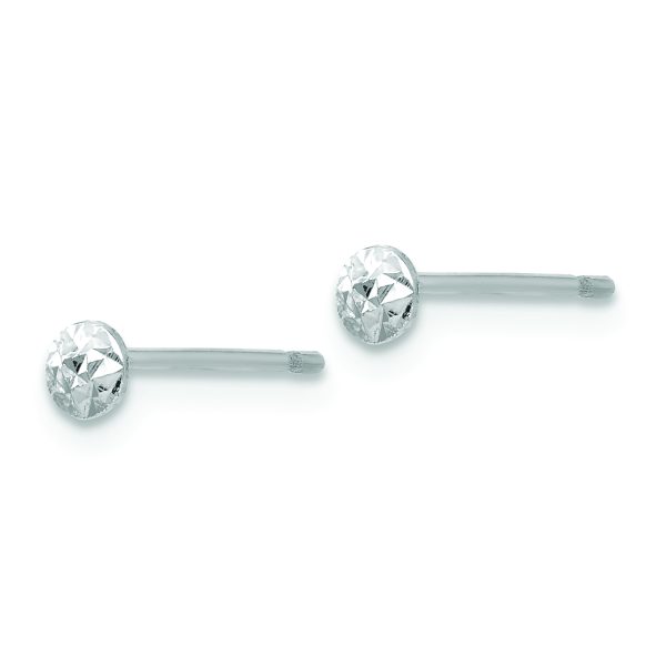 14K White Gold 3mm Puff Circle Stud Earrings - Image 2