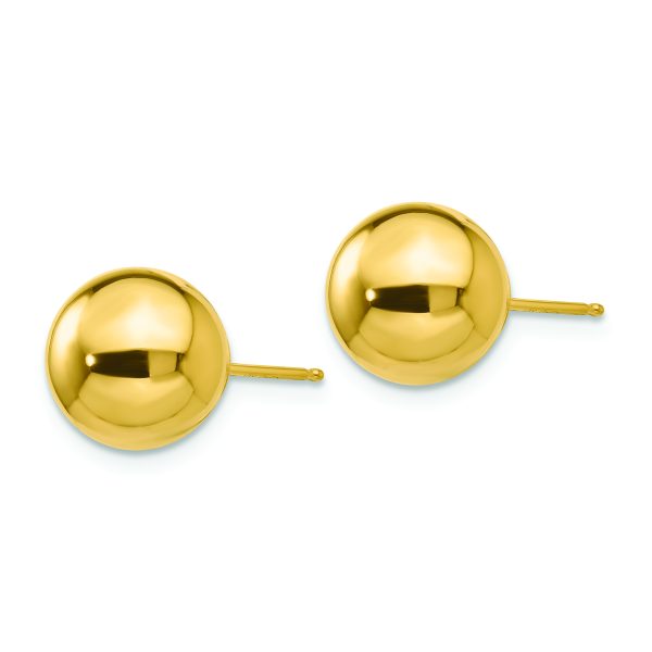 14k Polished 9mm Ball Post Earrings - Image 2