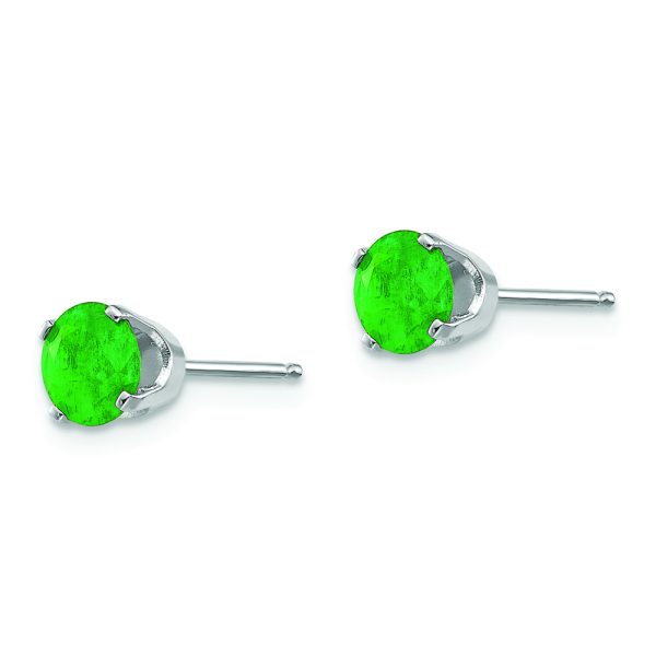 14k White Gold 5mm Emerald Stud Earrings - Image 2