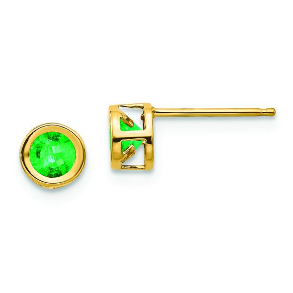 14k 4mm Bezel May/Emerald Post Earrings