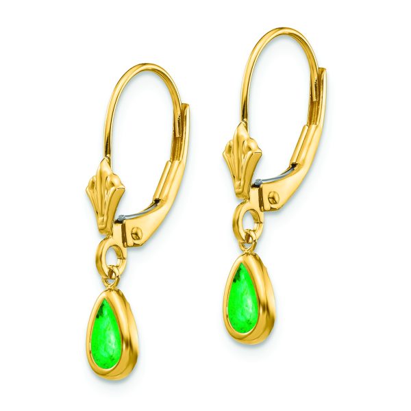 14k 6x4mm Emerald/May Earrings - Image 2