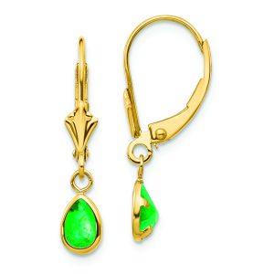 14k 6x4mm Emerald/May Earrings
