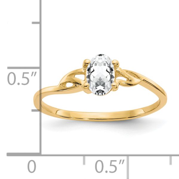 14k White Topaz Birthstone Ring - Image 2