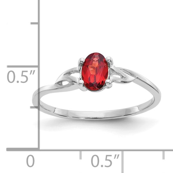 14k White Gold Garnet Birthstone Ring - Image 2