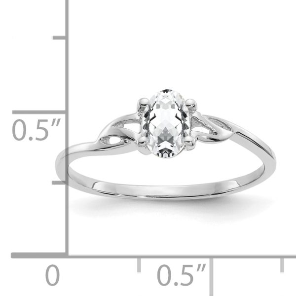 14k White Gold White Topaz Birthstone Ring - Image 2