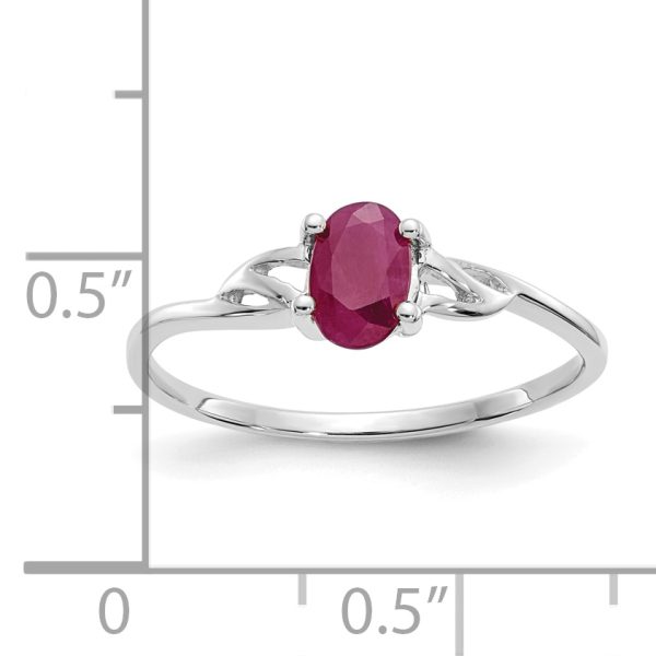 14k White Gold Ruby Birthstone Ring - Image 2