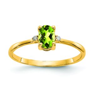 14k Diamond & Peridot Birthstone Ring