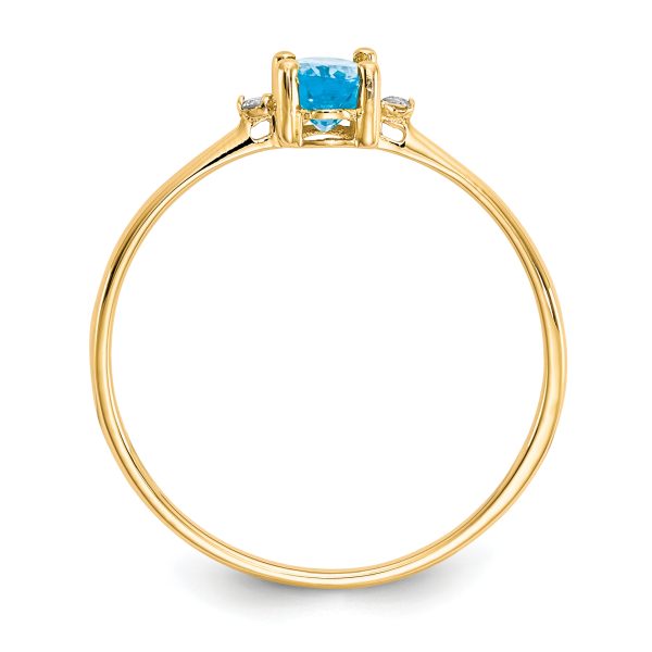 14k Diamond & Blue Topaz Birthstone Ring - Image 2