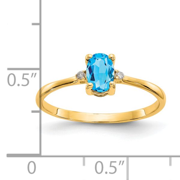 14k Diamond & Blue Topaz Birthstone Ring - Image 3