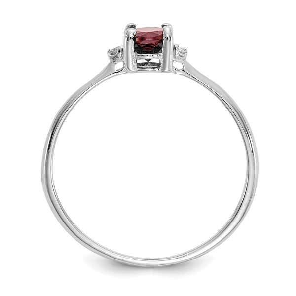 14k White Gold Diamond & Garnet Birthstone Ring - Image 2