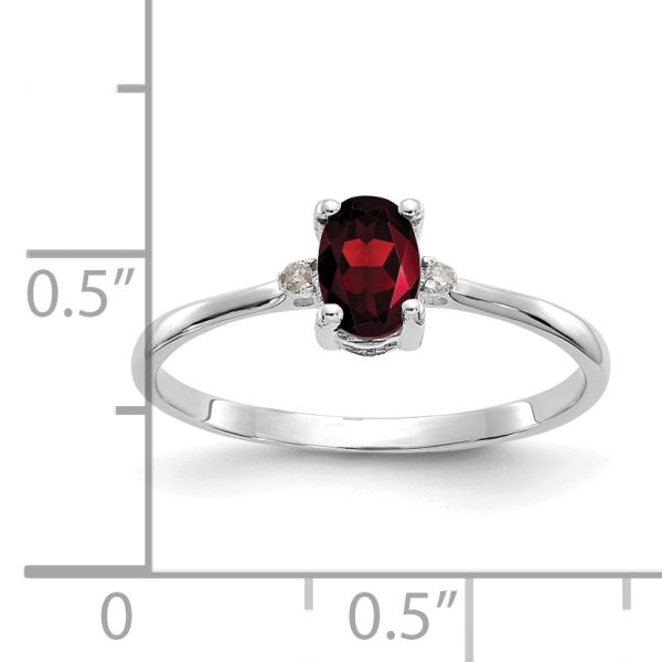 14k White Gold Diamond & Garnet Birthstone Ring - Image 3