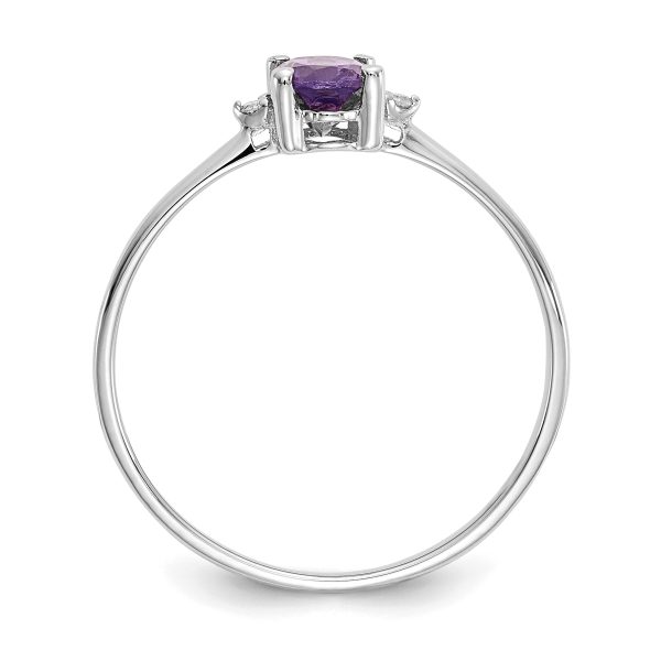 14k White Gold Diamond & Amethyst Birthstone Ring - Image 2