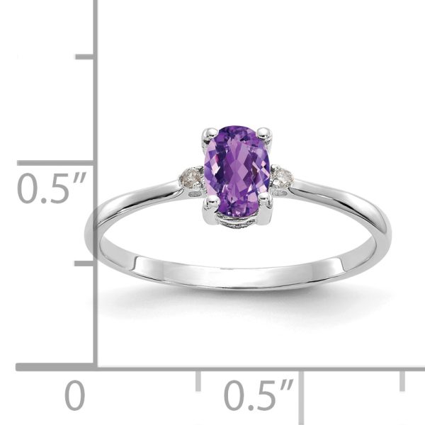 14k White Gold Diamond & Amethyst Birthstone Ring - Image 3