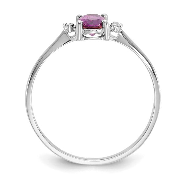 14k White Gold Diamond & Rhodolite Garnet Birthstone Ring - Image 2