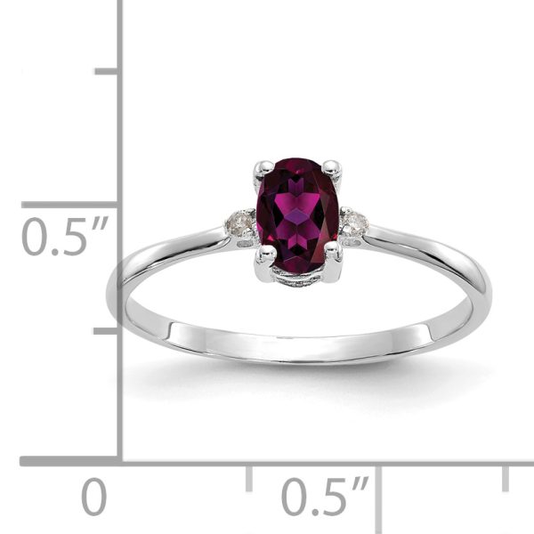 14k White Gold Diamond & Rhodolite Garnet Birthstone Ring - Image 3