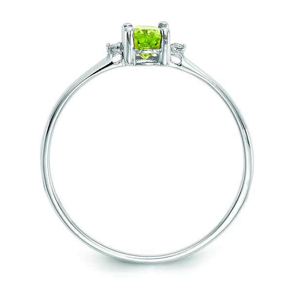 14k White Gold Diamond & Peridot Birthstone Ring - Image 2