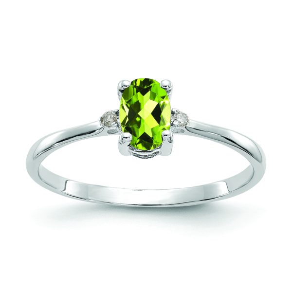 14k White Gold Diamond & Peridot Birthstone Ring