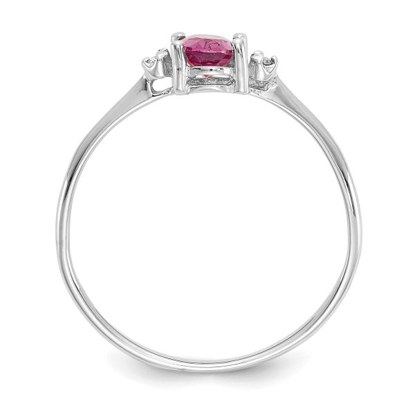 14k White Gold Diamond & Pink Tourmaline Birthstone Ring - Image 2