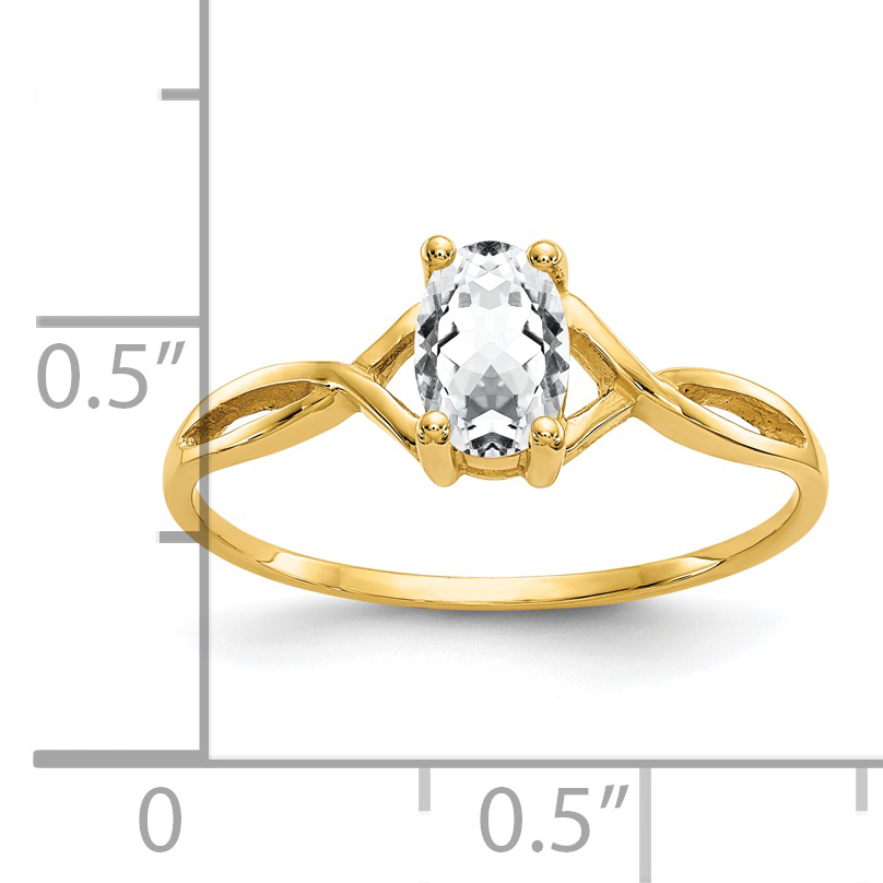14k White Topaz Birthstone Ring - Image 3
