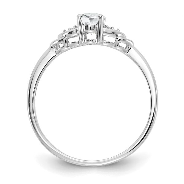 14k White Gold White Topaz and Diamond Ring - Image 2