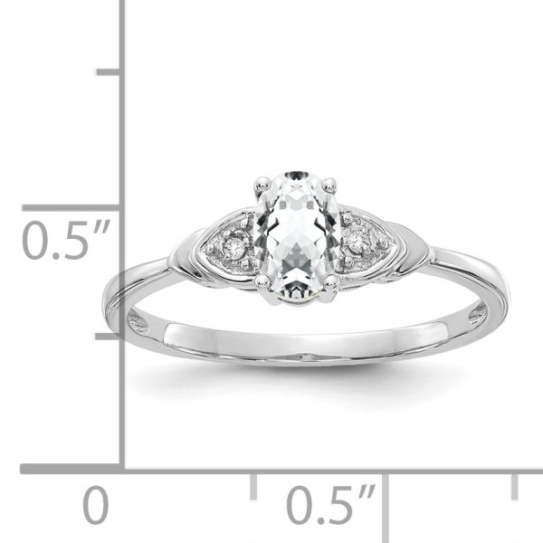 14k White Gold White Topaz and Diamond Ring - Image 3