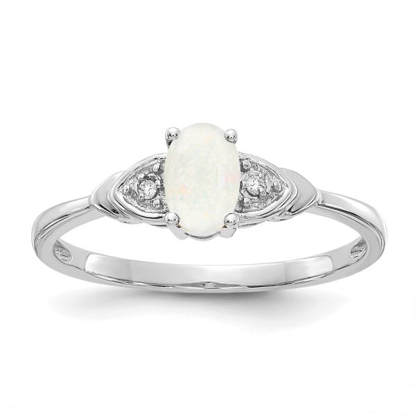 14k White Gold Opal and Diamond Ring