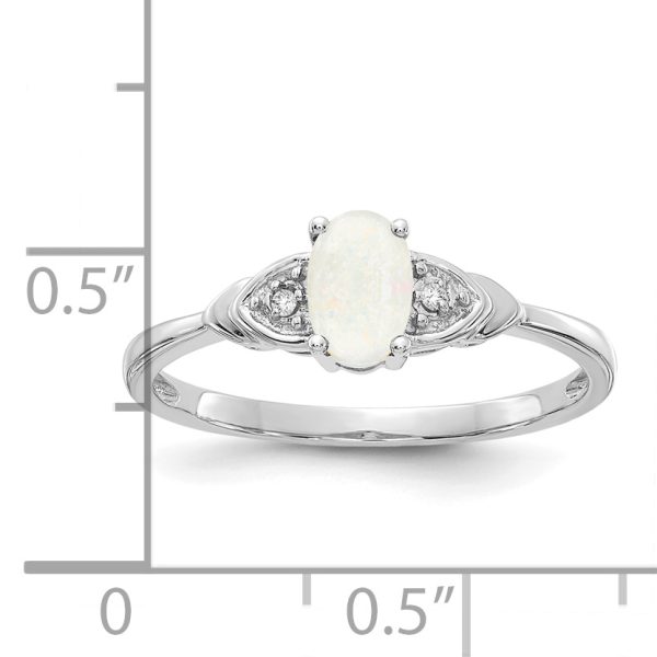 14k White Gold Opal and Diamond Ring - Image 3