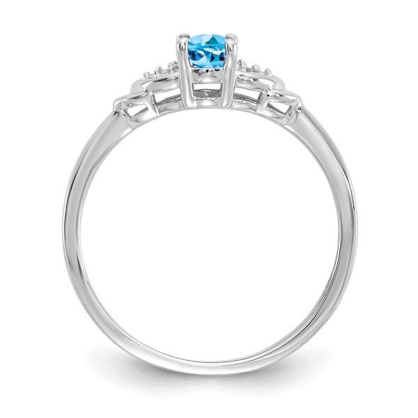 14k White Gold Blue Topaz and Diamond Ring - Image 2