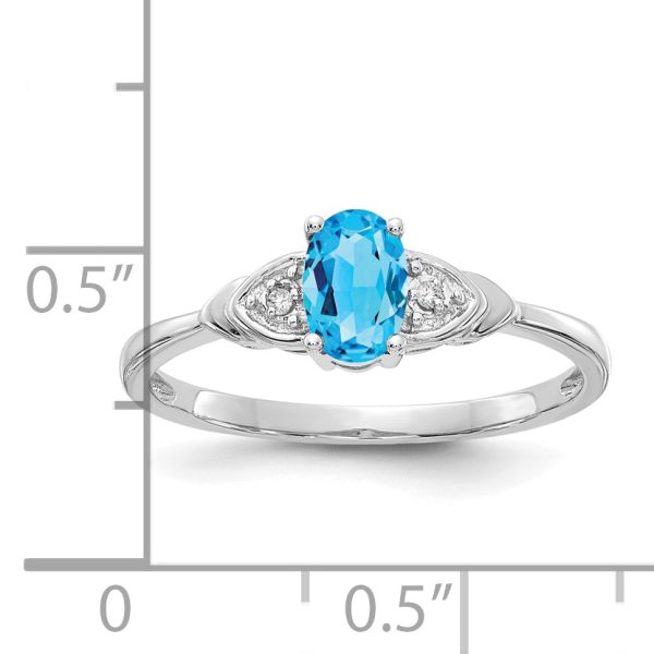 14k White Gold Blue Topaz and Diamond Ring - Image 3