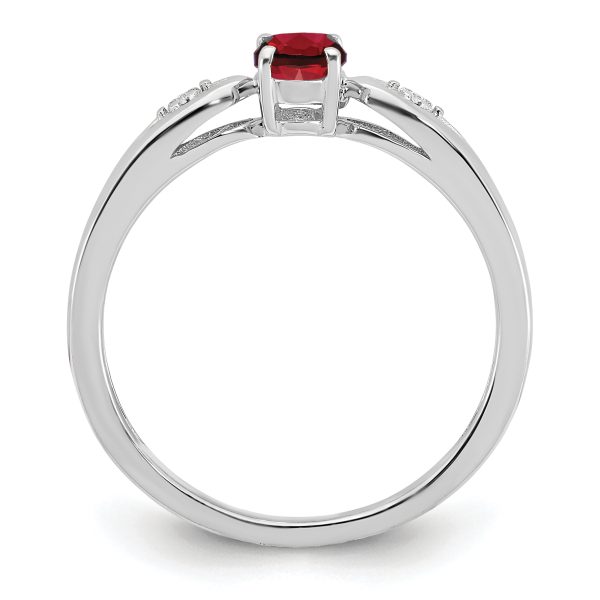 14k White Gold Garnet and Diamond Ring - Image 2