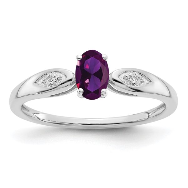 14k White Gold Amethyst and Diamond Ring