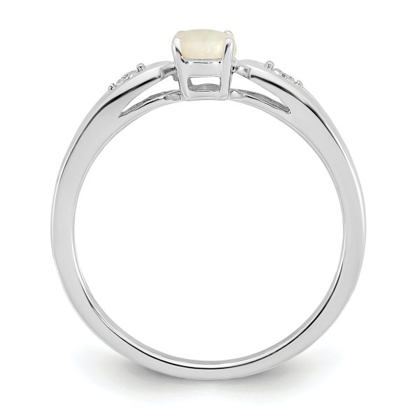 14k White Gold Opal and Diamond Ring - Image 2