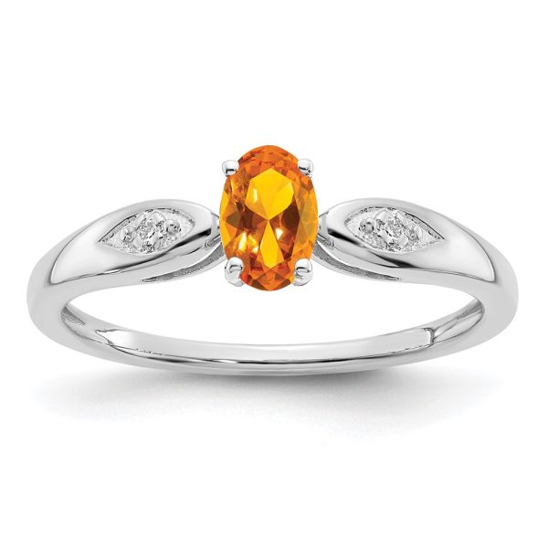 14k White Gold Citrine and Diamond Ring