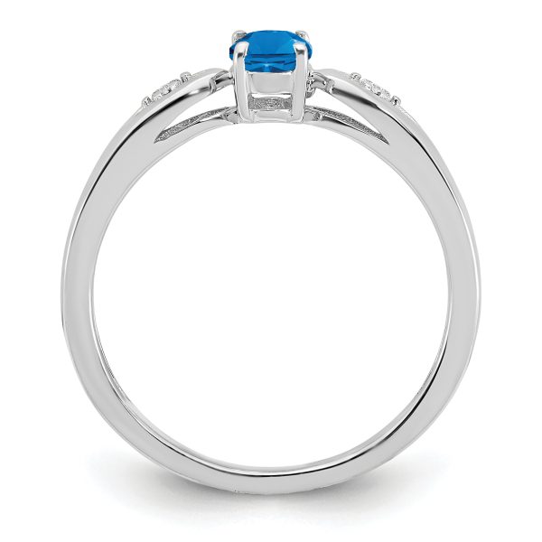 14k White Gold Blue Topaz and Diamond Ring - Image 2