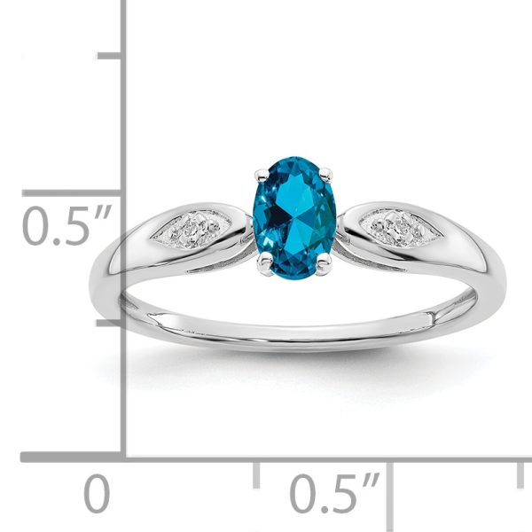 14k White Gold Blue Topaz and Diamond Ring - Image 3