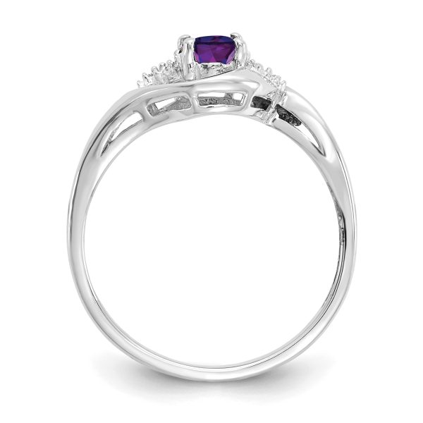 14k White Gold Amethyst and Diamond Ring - Image 2